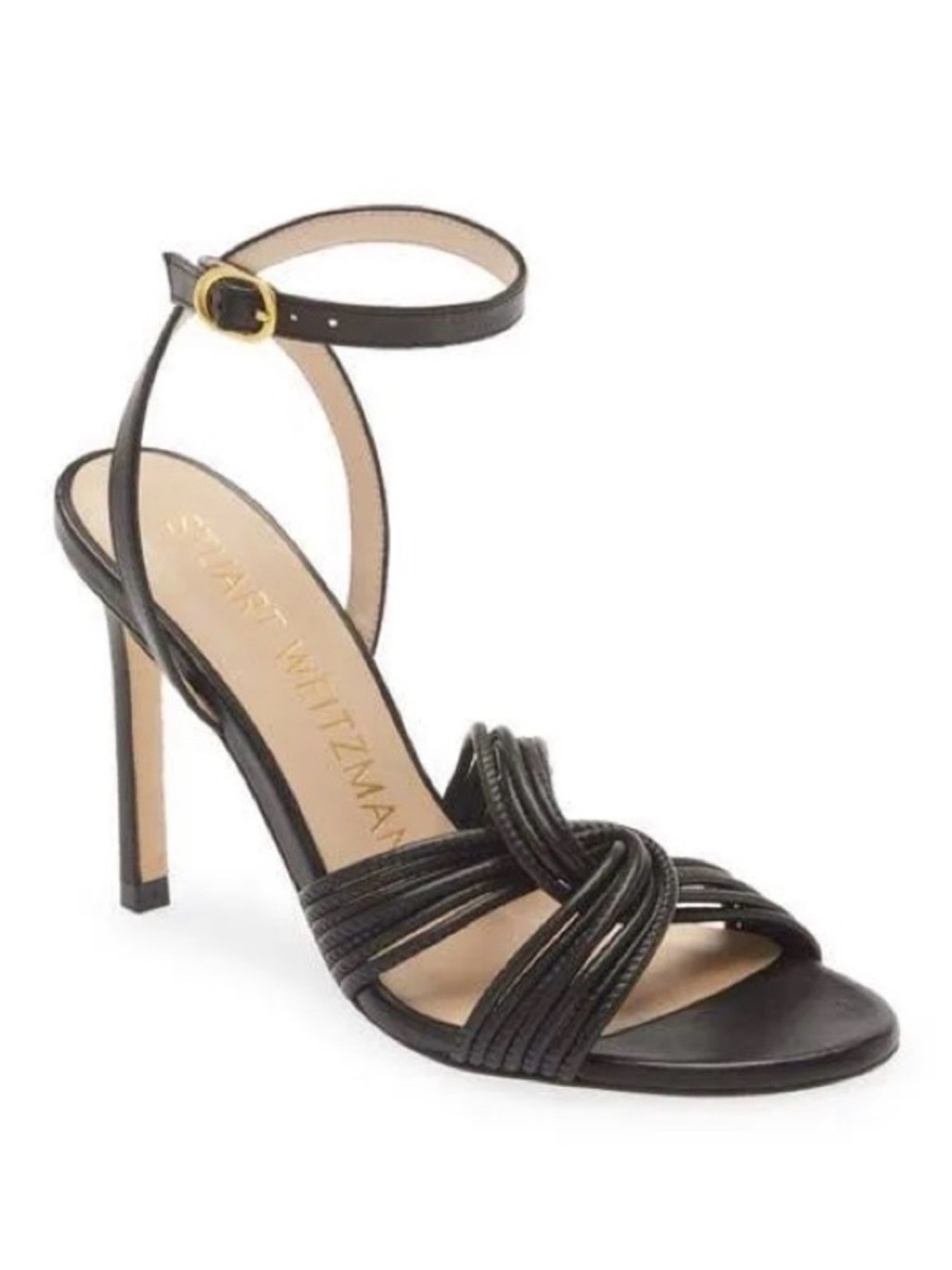 Stuart Weitzman Black Strappy Knotted High-Heel Sandal